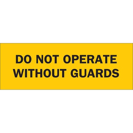 Brady No Header, Do Not Operate Without Guards, 10" W x 3-1/2" H, Rectangle, Polyester 88285